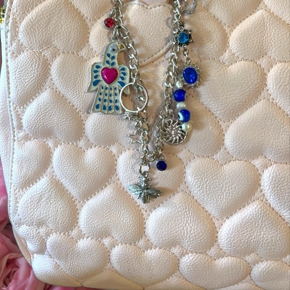 Bag chain Bag charm Silver toned New and Vintage charms Unique One of a kind 11” - Picture 16 of 16